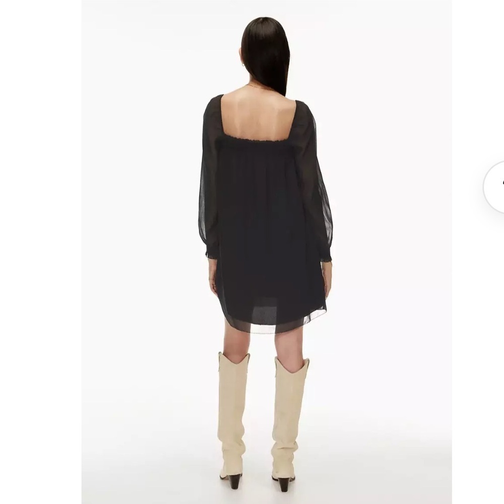 Aritzia Wilfred Alana chiffon babydoll Off the Shoulder little black dress Small - Picture 9 of 15
